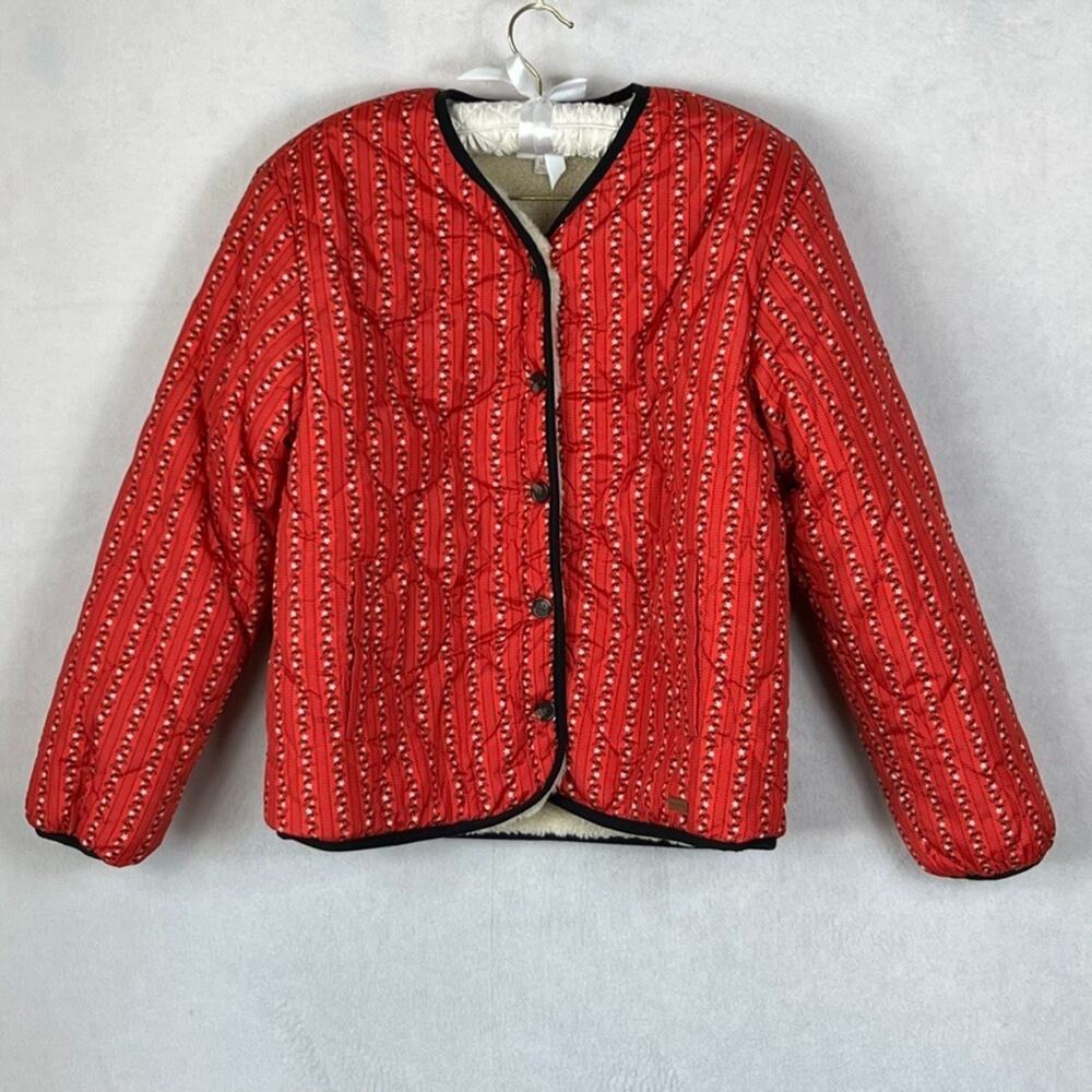 Brixton Reversible Padded Jacket Women's M Sherpa Mars Red Prairie Floral NWT